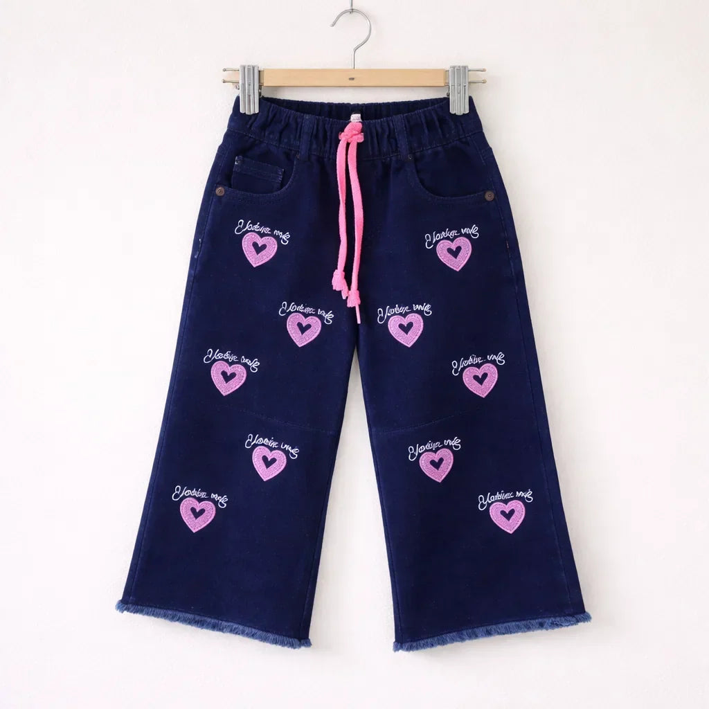 BRB - Bell Bottom - Jeans - Navy - Hearts - (2-10Y)