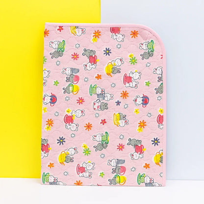 Diaper Changing Sheet - Large - Pink - Cat & Flowers