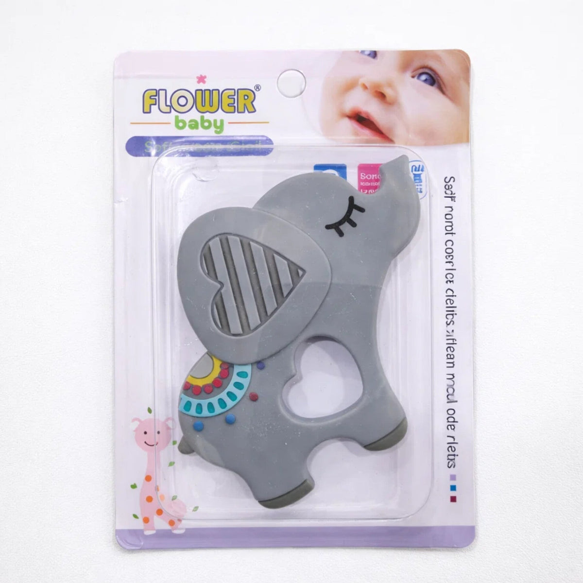 Flower Baby - Teether - Grey - Elephant