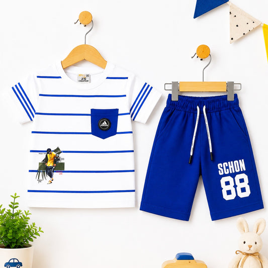 ZS - T-Shirt & Short - Blue - Stripe Adi