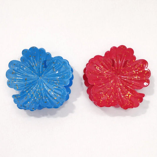 Pack of 2 - Hibiscus - Blue & Pink - Glittering Flower