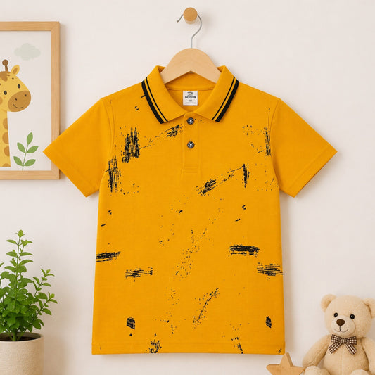 TA - Short Sleeve - Polo T-Shirt - Mustard - Paint