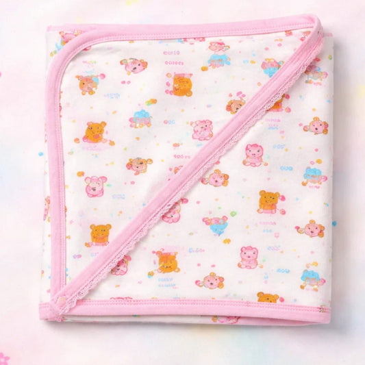 TBA - Cotton Jersey - Wrapping Sheet - Pink - Forest Friends - 26