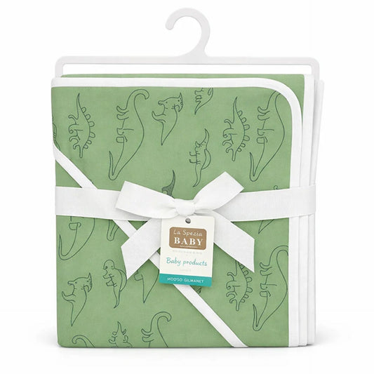 Aifeier - Hooded Cotton Wrap - Green - Dinosaurs